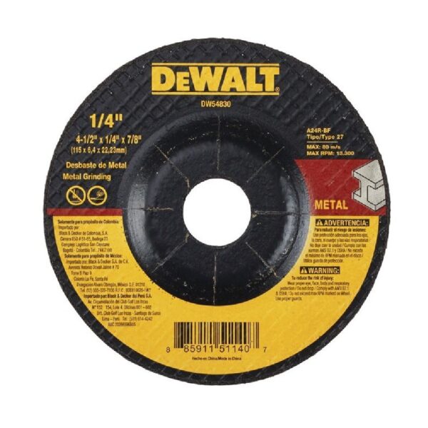 DEWALT DISCO PULIR METAL 4.1/2X1/4 DW54830