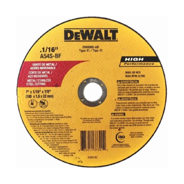 DEWALT DISCO CORTE METAL FINO 7X0.055 DW8065
