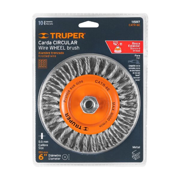 TRUPER GRATA CIRCULAR TRENZADA 6" EJE 5/8" - Image 2