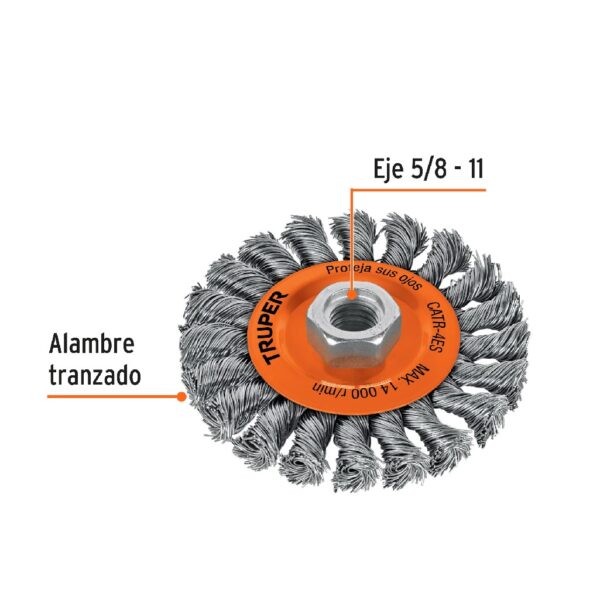 TRUPER GRATA CIRCULAR TRENZADA 6" EJE 5/8" - Image 3