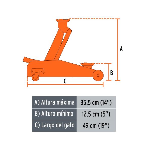 TRUPER GATO HIDRAULICO DE PATIN. 2TON - 50 MOVIMIENTOS. C/MALETIN - Image 2
