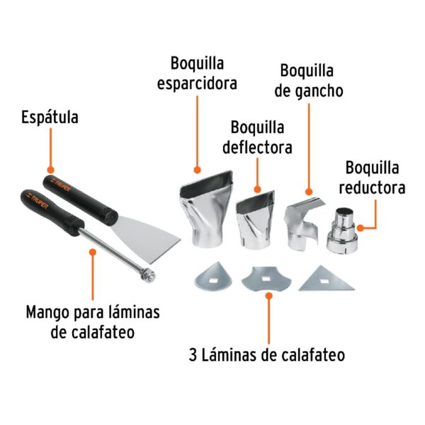 TRUPER PISTOLA DE CALOR PROFESIONAL 2.000 WATTS C/9 ACCES. 500/800L/MIN - Image 3