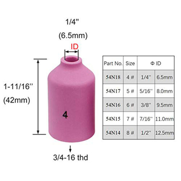 LASSEN CERAMICA TIG GAS LENS #4 54N18 - Image 2