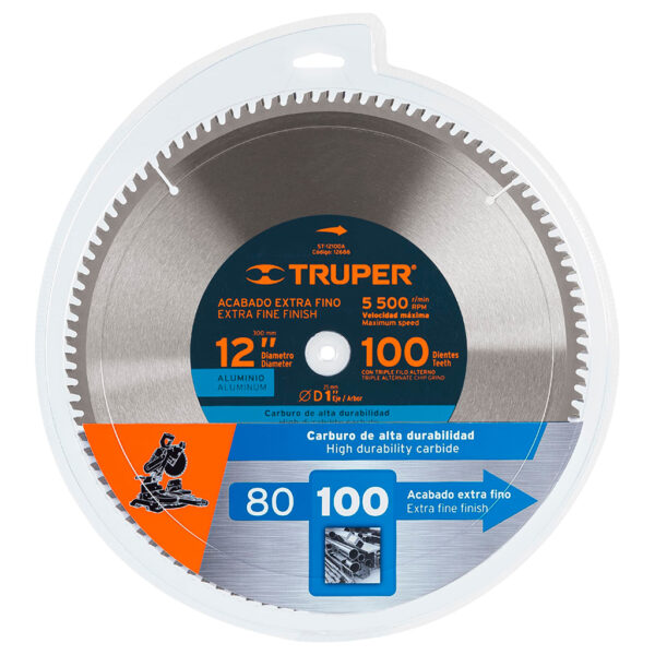 TRUPER DISCO P/SIERRA ACOLILLADORA (INGLETEADORA) 12" EJE  1" PARA ALUMINIO 100 DIENTES - Image 3