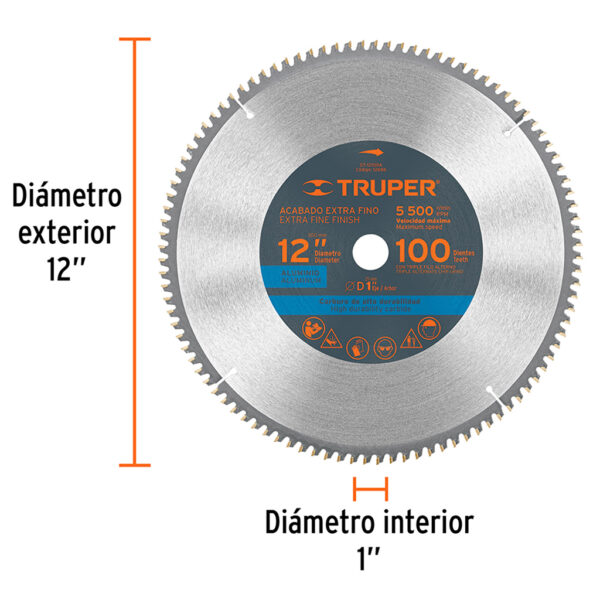 TRUPER DISCO P/SIERRA ACOLILLADORA (INGLETEADORA) 12" EJE  1" PARA ALUMINIO 100 DIENTES - Image 4