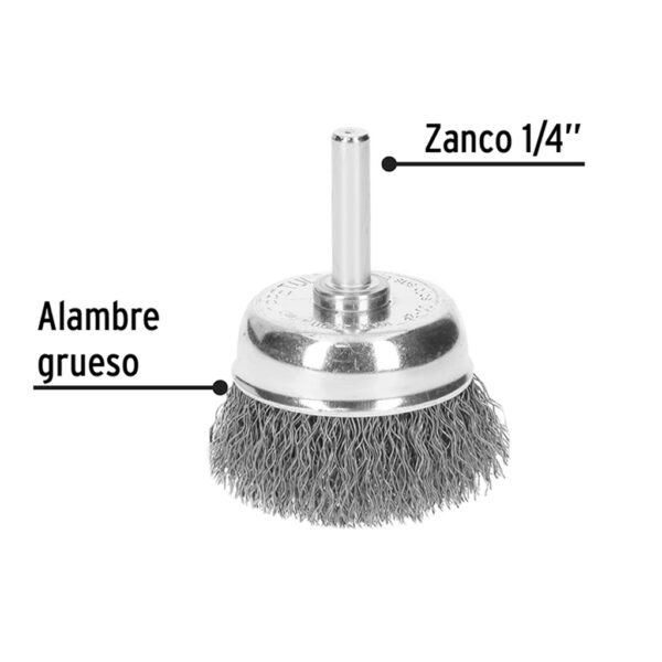 TRUPER GRATA COPA 1-3/4" ALAMBRE GRUESO. ESPIGO 1/4" - Image 3