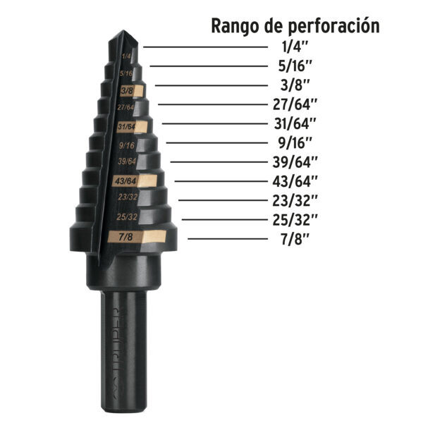 TRUPER BROCA ESCALONADA E-11 L78MM 3/8" RP 1/4" - 7/8" - Image 2
