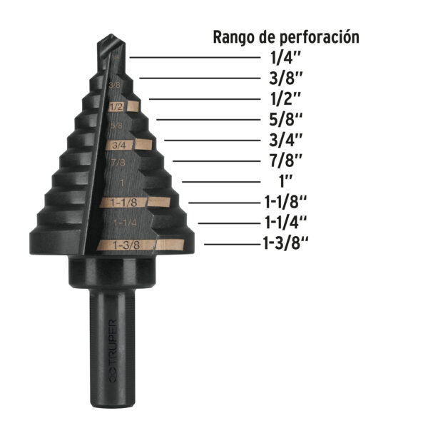 TRUPER BROCA ESCALONADA E-10 L80MM 3/8" RP 1/4" - 13/8" - Image 2